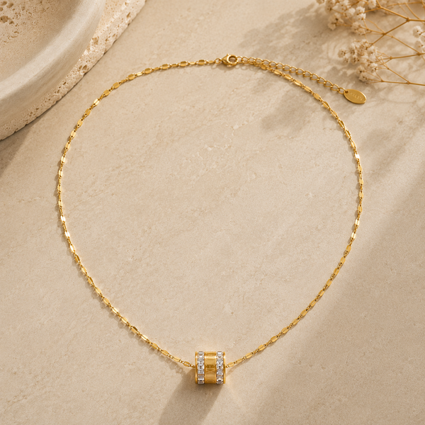 Barrel Bling Pendant Chain Necklace