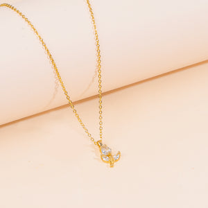 Tulip Rosebud Mini Pendant Necklace - Gold