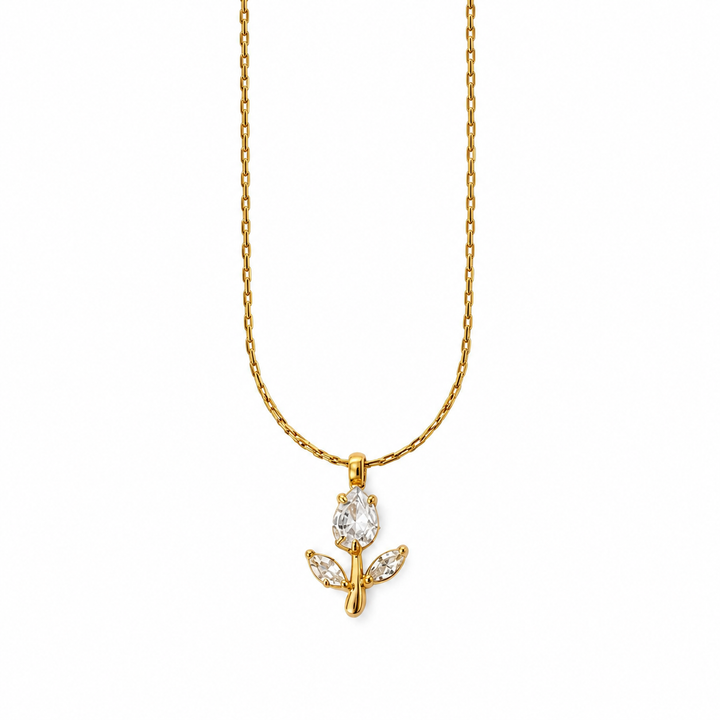 Tulip Rosebud Mini Pendant Necklace - Gold