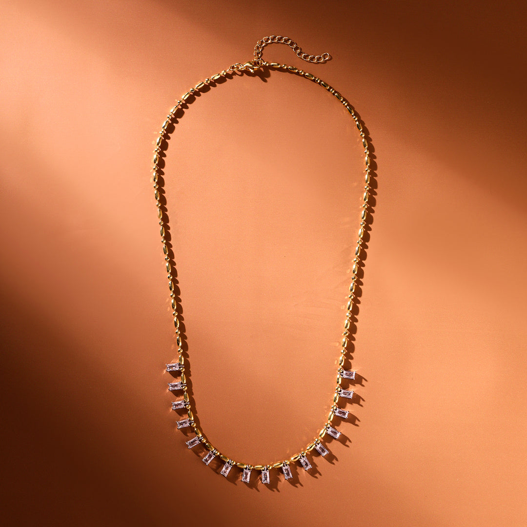 Crystal Drip Ball Chain Necklace