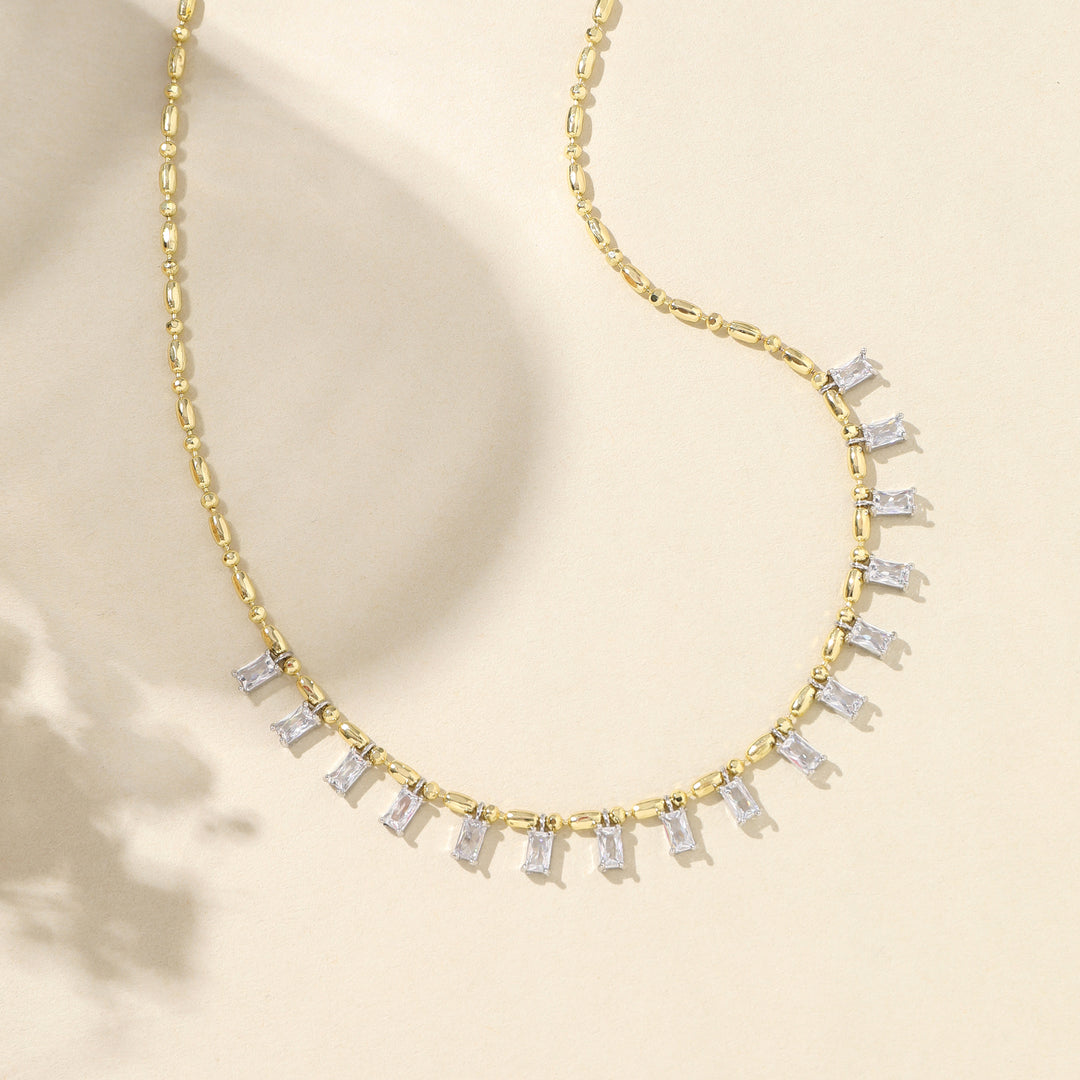 Crystal Drip Ball Chain Necklace