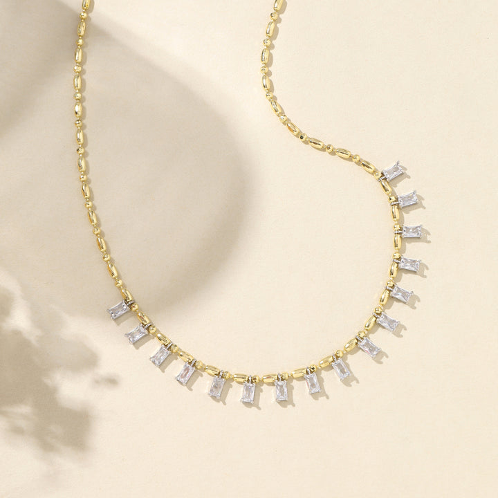 Crystal Drip Ball Chain Necklace