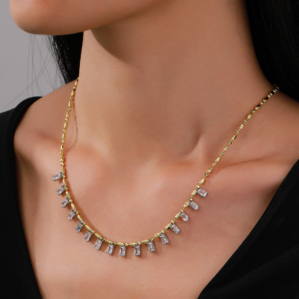 Crystal Drip Ball Chain Necklace