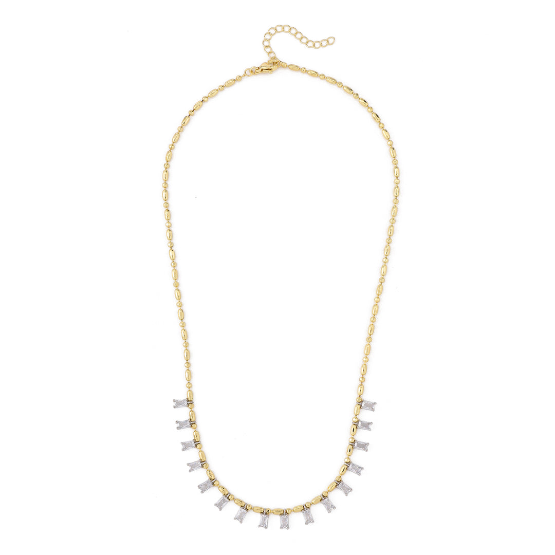 Crystal Drip Ball Chain Necklace