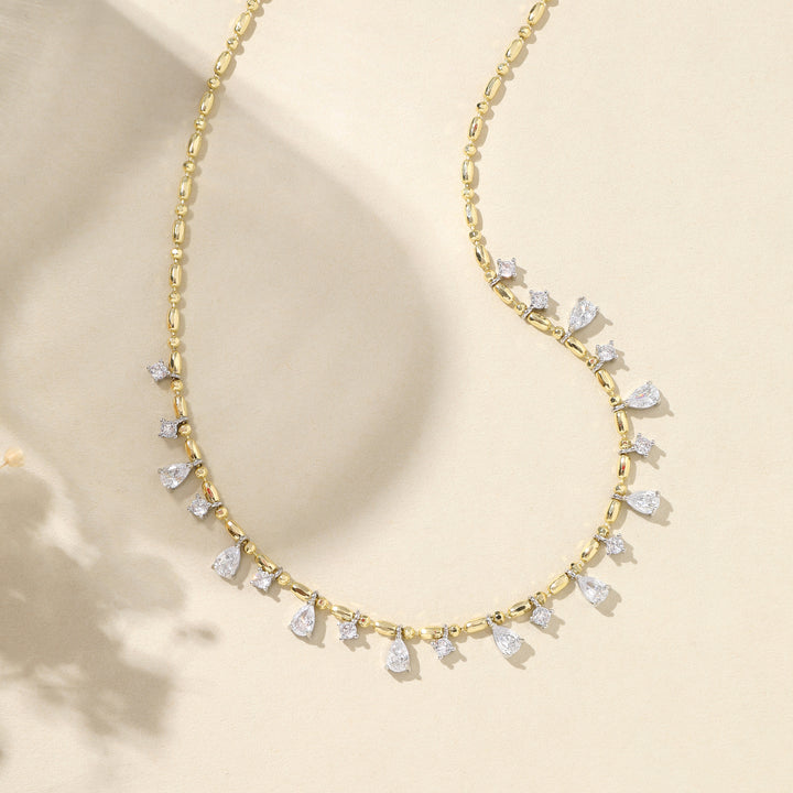 Crystal Leaf Drip Ball Chain Necklace