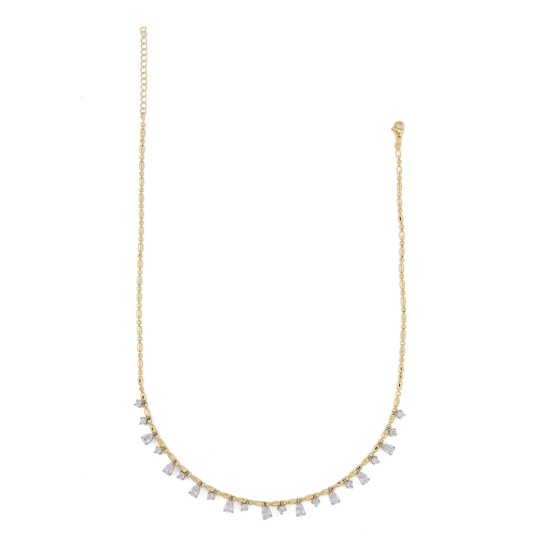 Crystal Leaf Drip Ball Chain Necklace