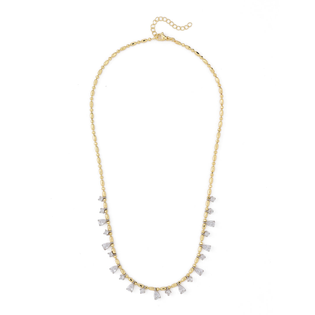 Crystal Leaf Drip Ball Chain Necklace
