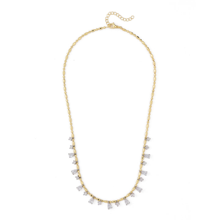Crystal Leaf Drip Ball Chain Necklace