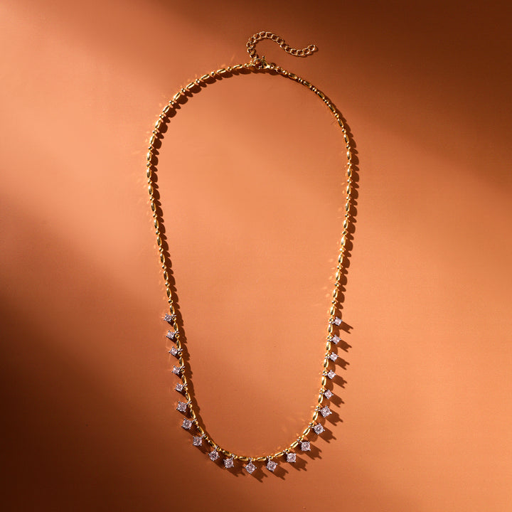 Crystal Fringe Ball Chain Necklace