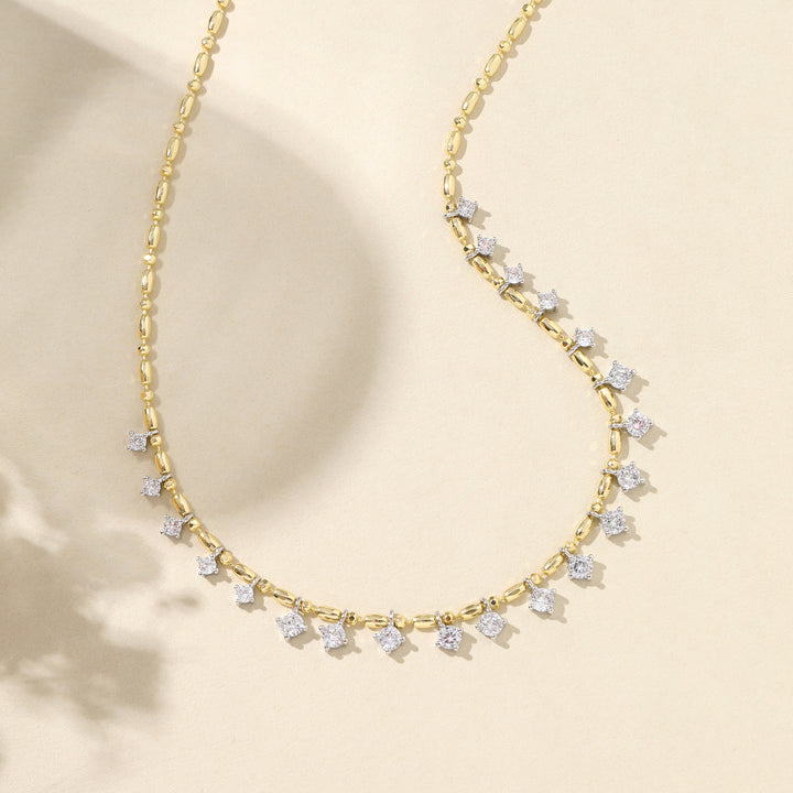 Crystal Fringe Ball Chain Necklace