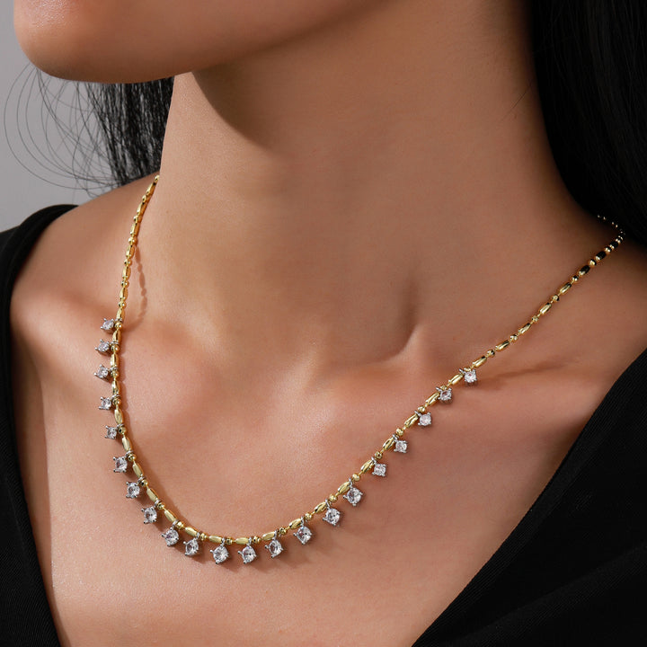 Crystal Fringe Ball Chain Necklace