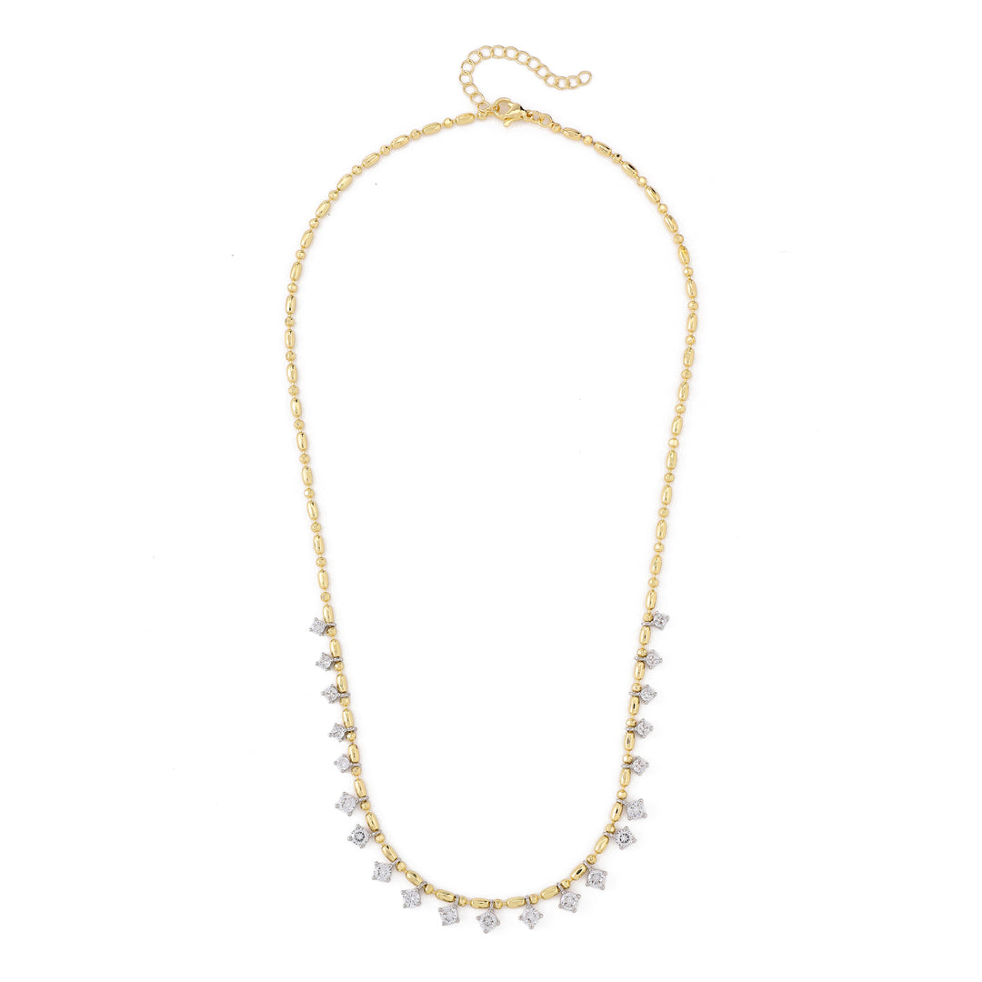 Crystal Fringe Ball Chain Necklace