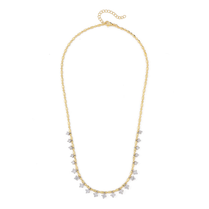 Crystal Fringe Ball Chain Necklace
