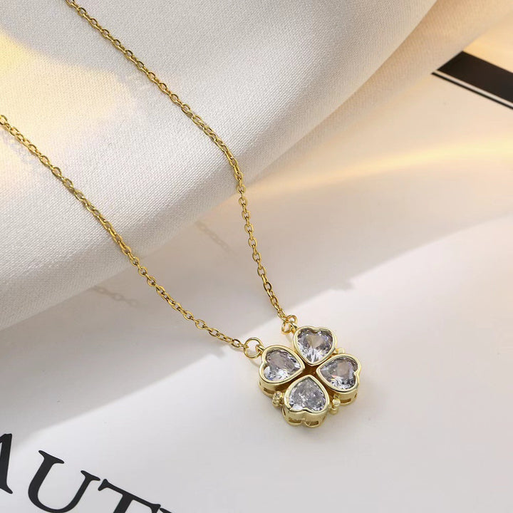 Lucky Fortune Magnetic 4-heart Clover Necklace