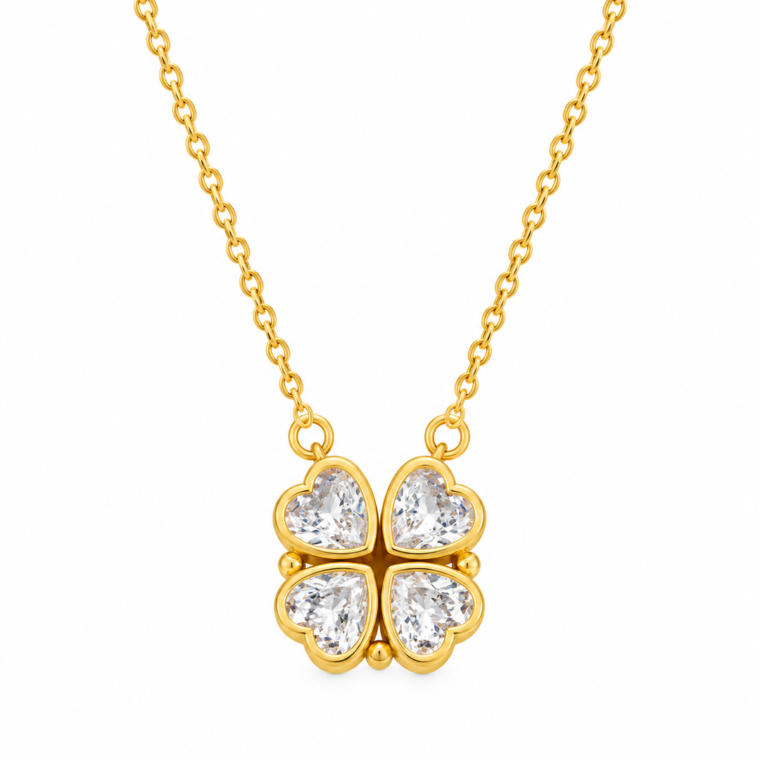 Lucky Fortune Magnetic 4-heart Clover Necklace
