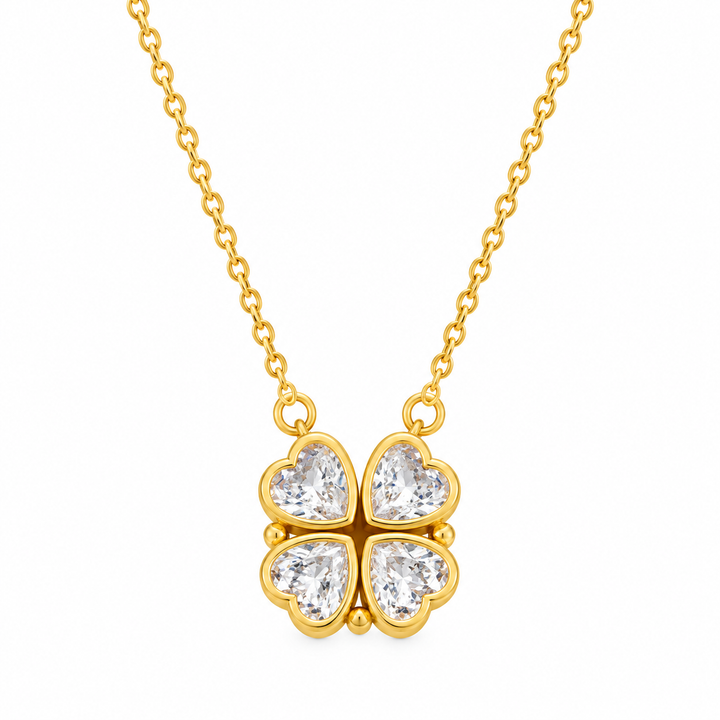 Lucky Fortune Magnetic 4-heart Clover Necklace