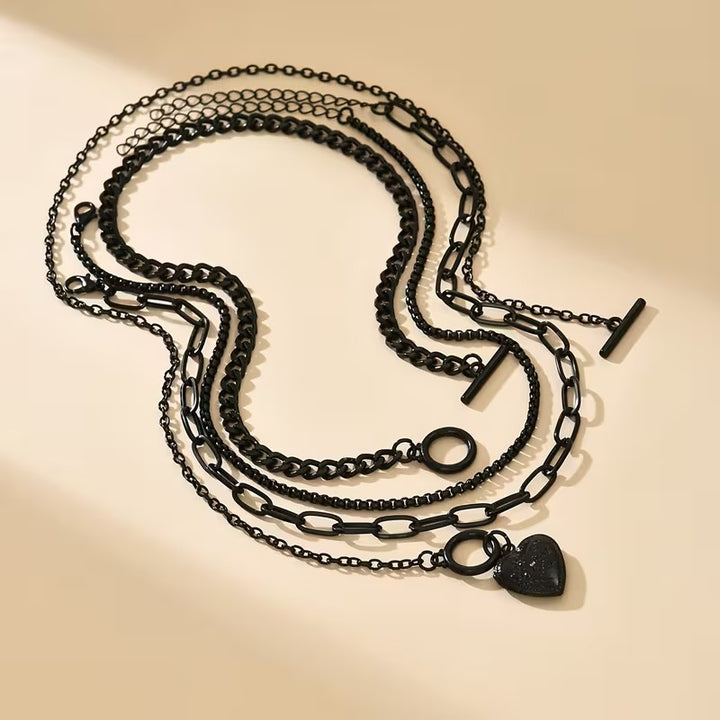 Midnight Heart Layered Necklace