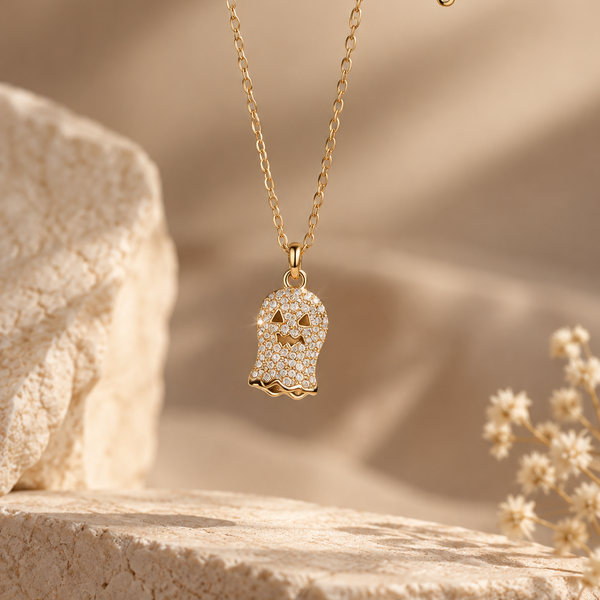 Crystal Skull Gold Toned Necklace