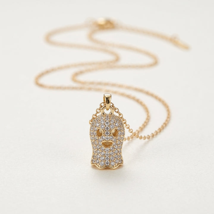 Crystal Skull Gold Toned Necklace