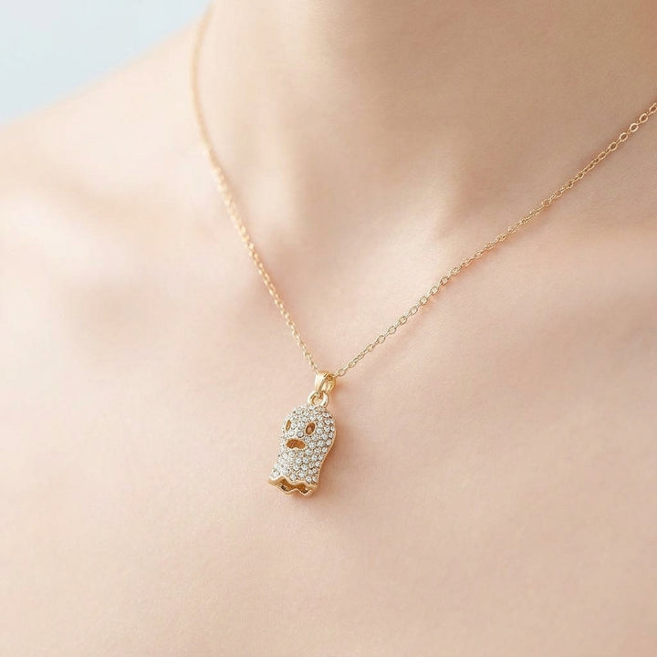 Crystal Skull Gold Toned Necklace