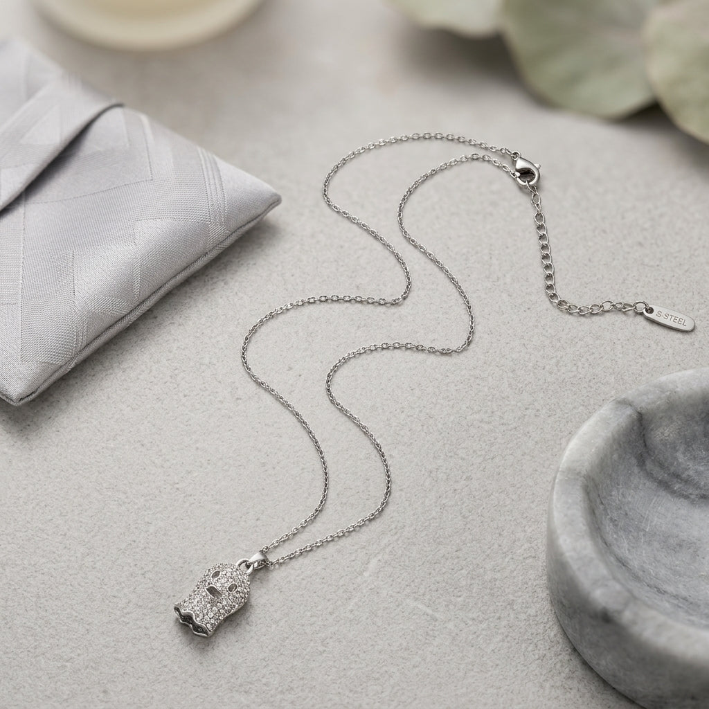 Crystal Skull Silver Necklace