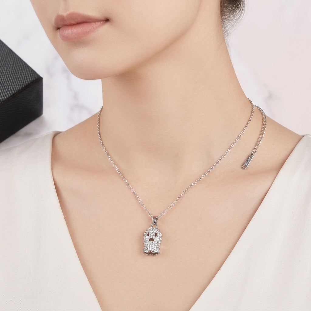Crystal Skull Silver Necklace