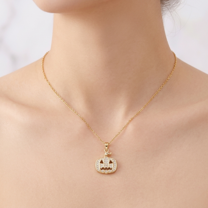 Carved Pumpkin Spark Necklace