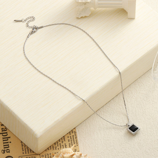 Midnight Square Stone Pendant Necklace