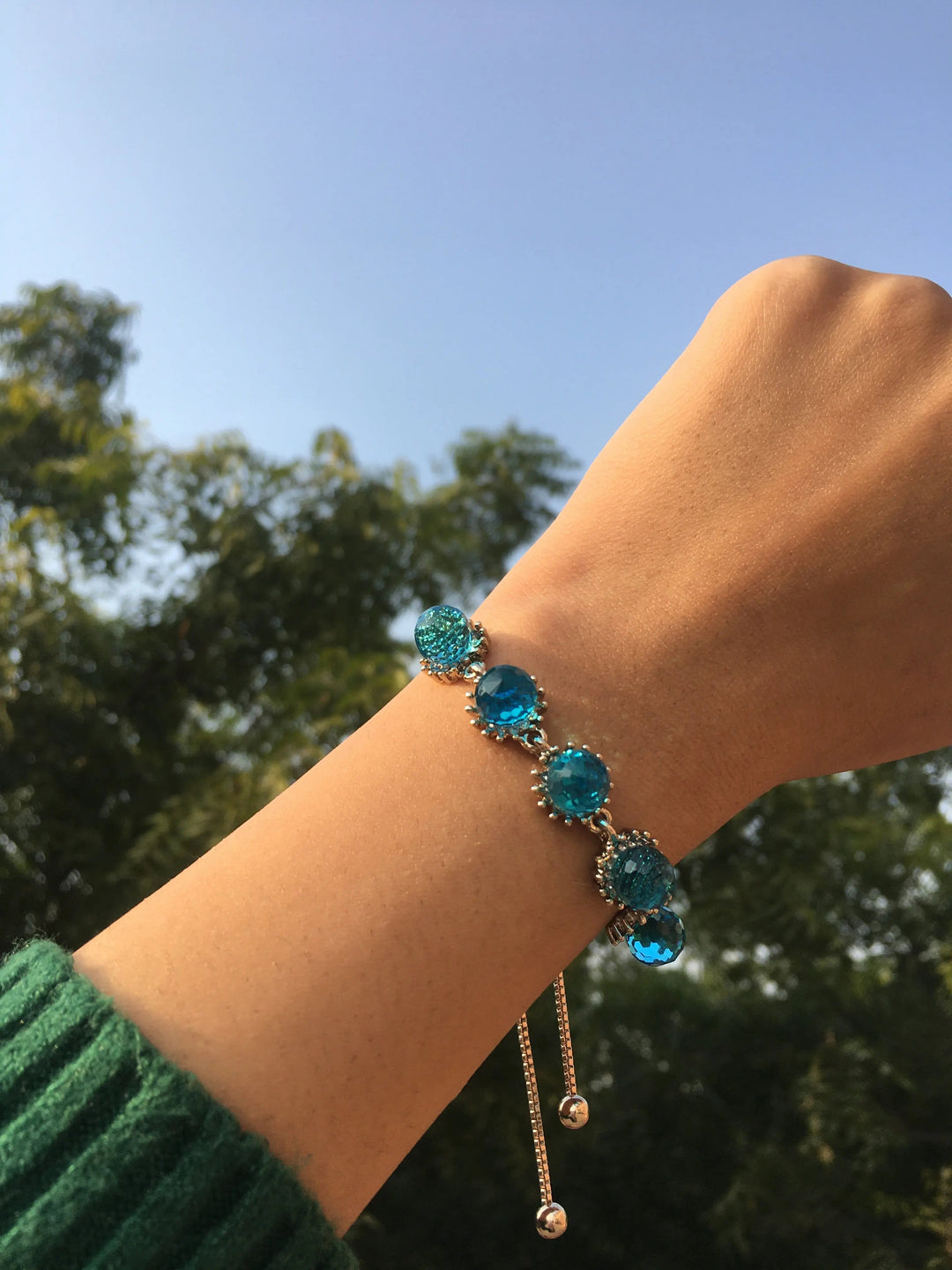 Natural Crystal Bracelet - Blue - Salty Accessories