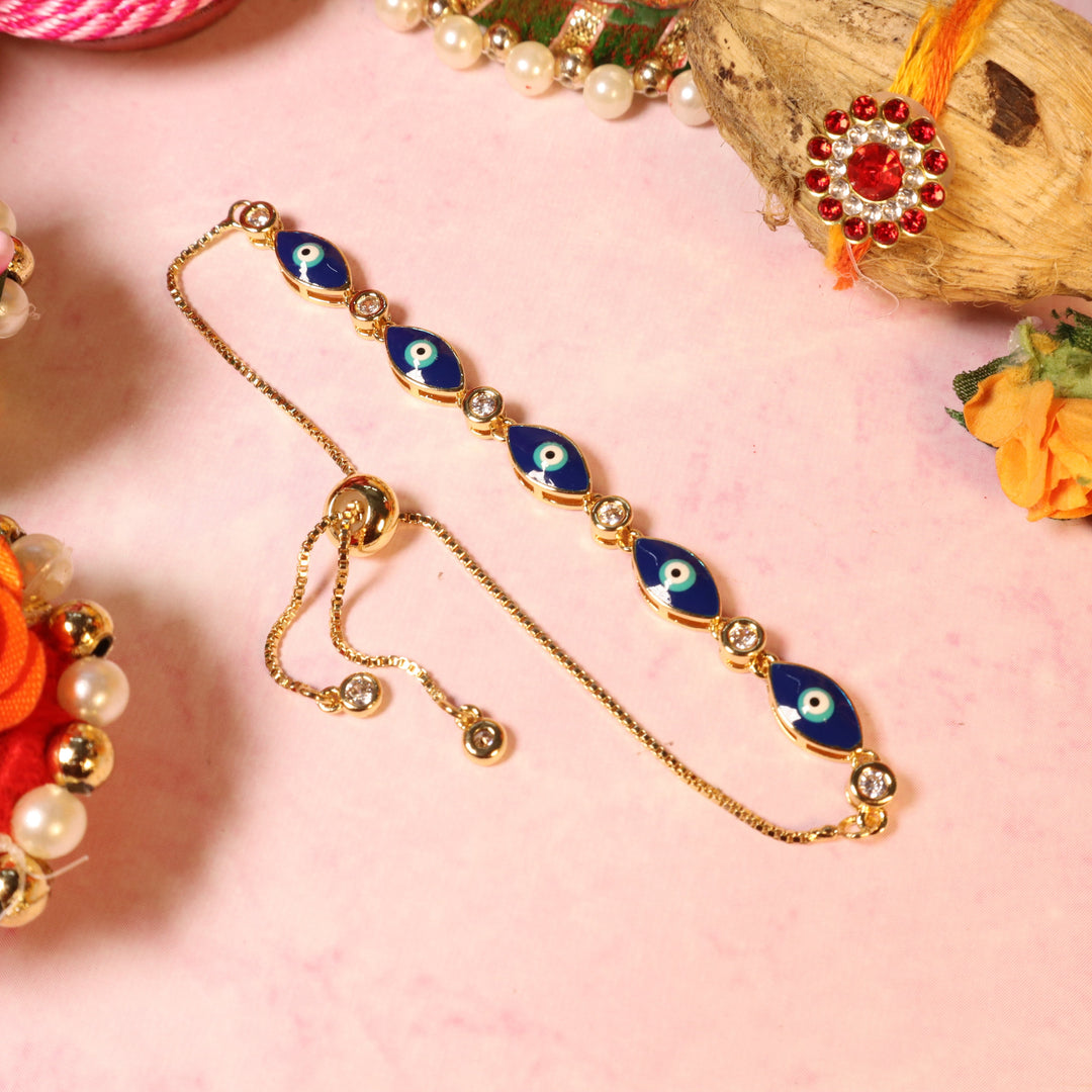 Set of 4 Turkish Blue Evil Eye Rakhi For Sisters - Salty Accessories