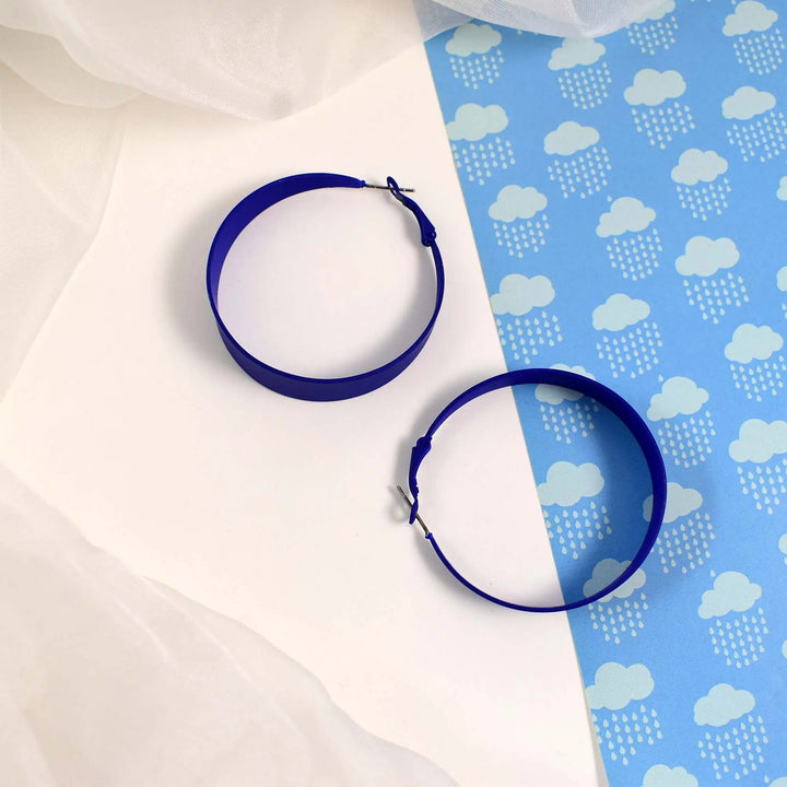 Neon Blue Circle Exaggerated Big Hoop Earrings - Salty Accessories