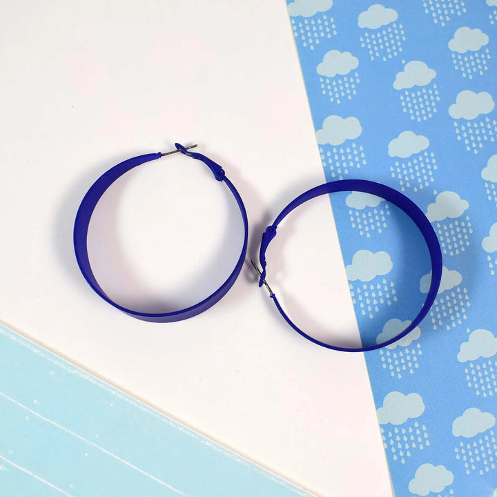 Neon Blue Circle Exaggerated Big Hoop Earrings - Salty Accessories