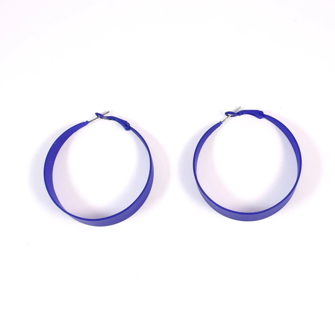 Neon Blue Circle Exaggerated Big Hoop Earrings - Salty Accessories