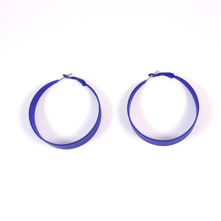 Neon Blue Circle Exaggerated Big Hoop Earrings - Salty Accessories