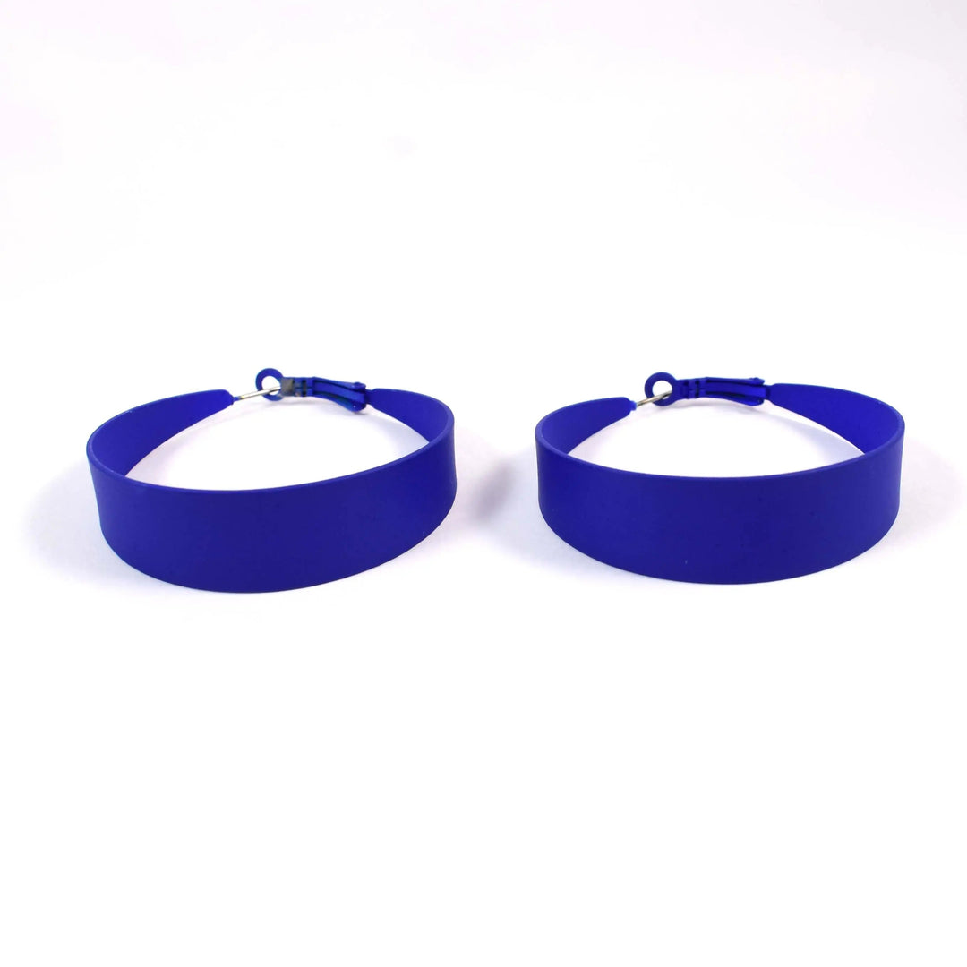 Neon Blue Circle Exaggerated Big Hoop Earrings - Salty Accessories