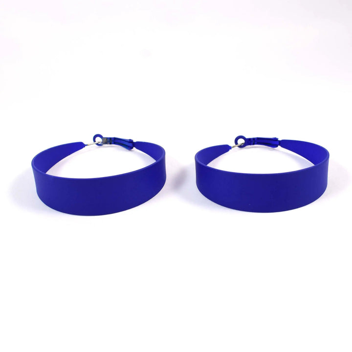 Neon Blue Circle Exaggerated Big Hoop Earrings - Salty Accessories
