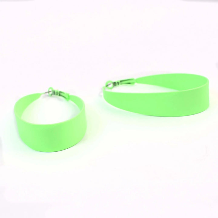Neon Green Oval Exaggerated Big Hoop Earrings - Salty Accessories