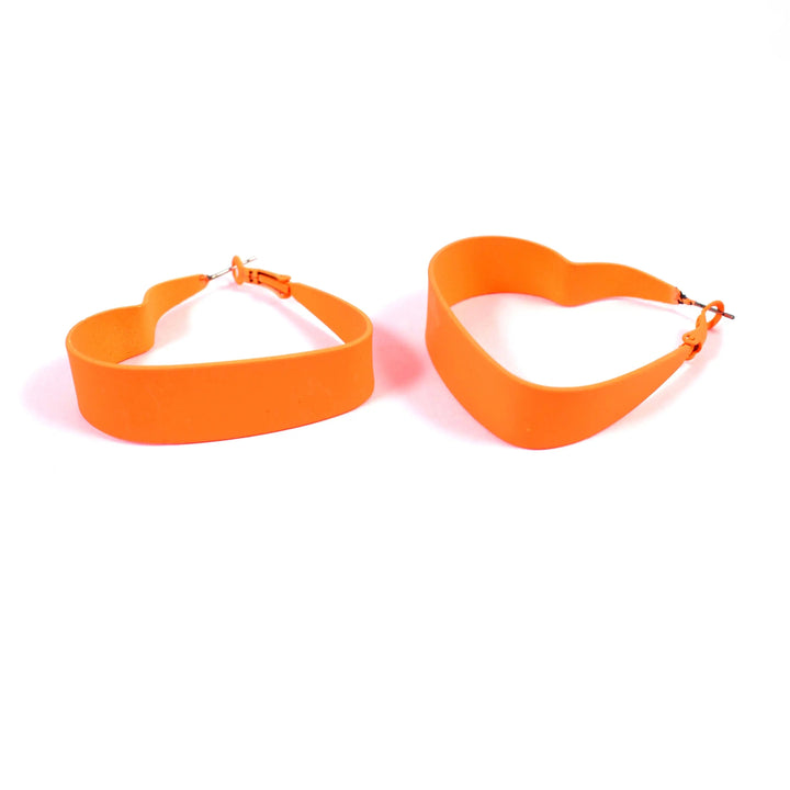 Neon Orange Heart Exaggerated Big Hoop Earrings