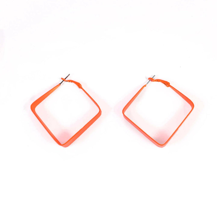Neon Orange Square Exaggerated Big Hoop Earrings - Salty Accessories