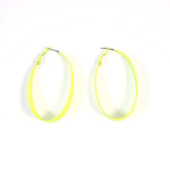 Neon Yellow Oval Exaggerated Big Hoop Earrings - Salty Accessories