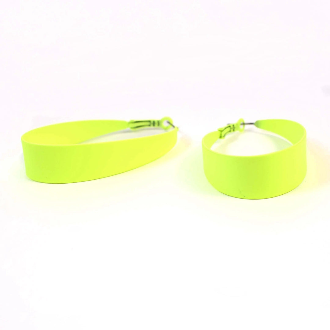 Neon Yellow Oval Exaggerated Big Hoop Earrings - Salty Accessories