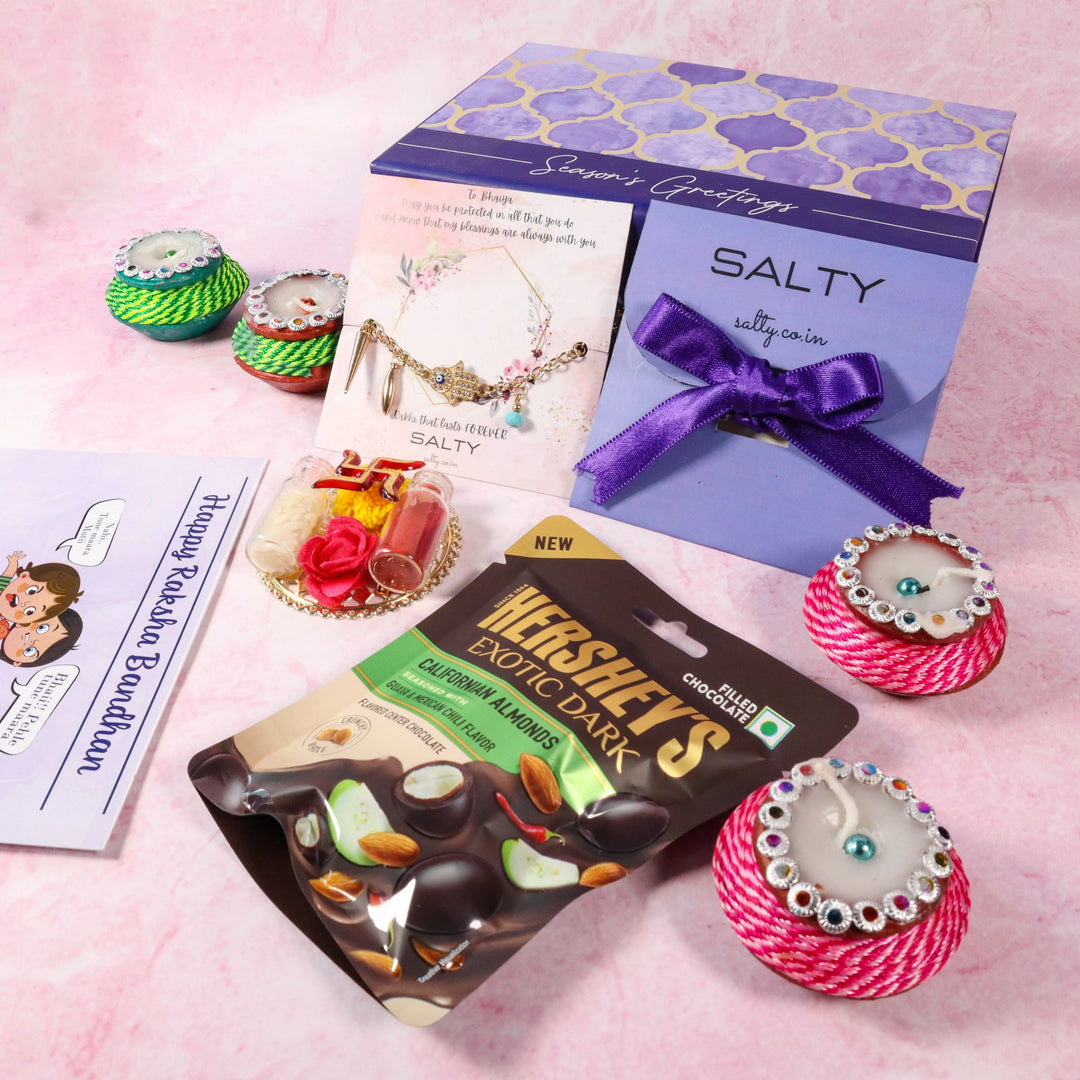 No Evil Tassel Hamsa Rakhi Gift Box For Sister - Salty Accessories