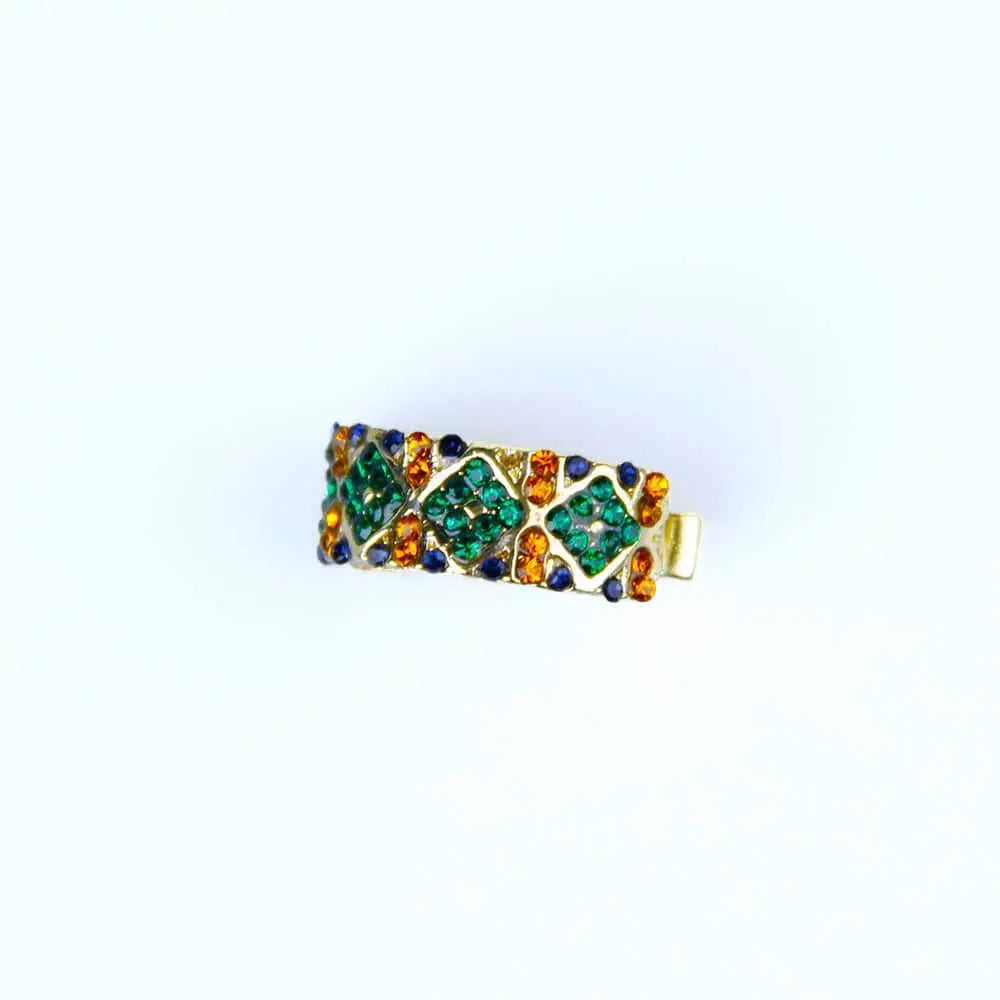 No-Piercing Green Diamond Gold Plated Hoops Cuffs Earrings - Salty Accessories