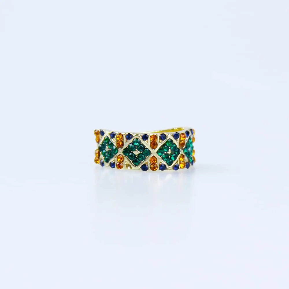No-Piercing Green Diamond Gold Plated Hoops Cuffs Earrings - Salty Accessories
