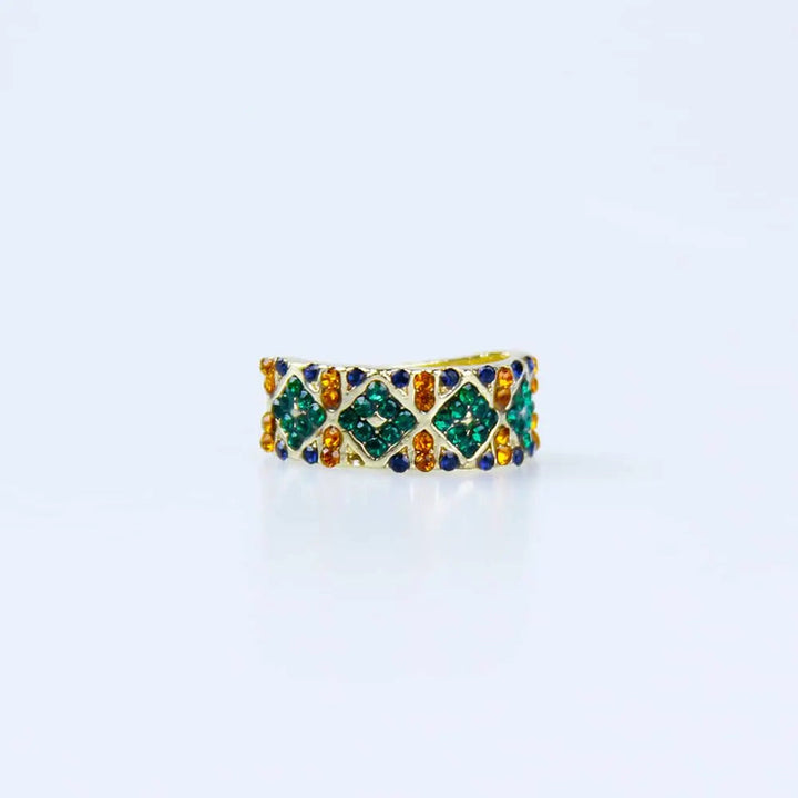 No-Piercing Green Diamond Gold Plated Hoops Cuffs Earrings - Salty Accessories