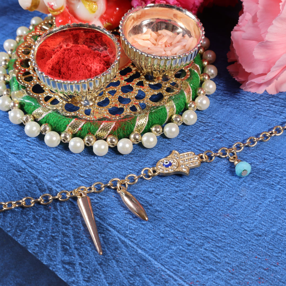 Hamsa Evil Eye Rakhi For Bhaiya And Bhabhi