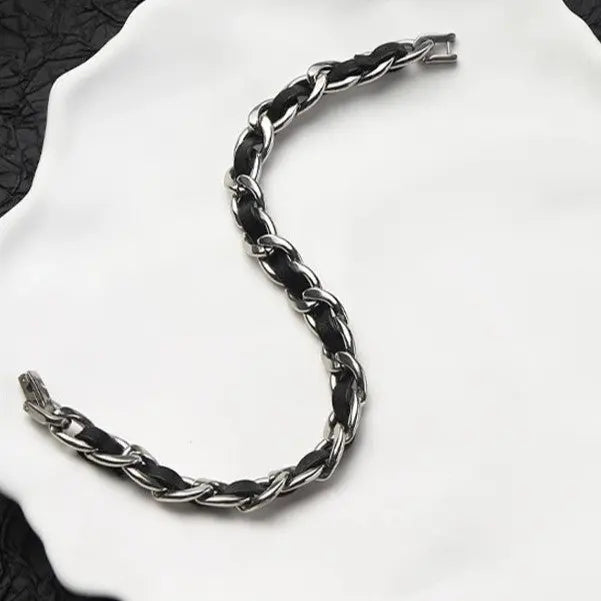 Nocturne Leather Chain Bracelet | Salty