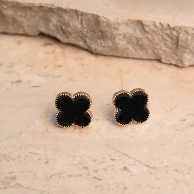 Noir Clover Bloom Studs | Salty