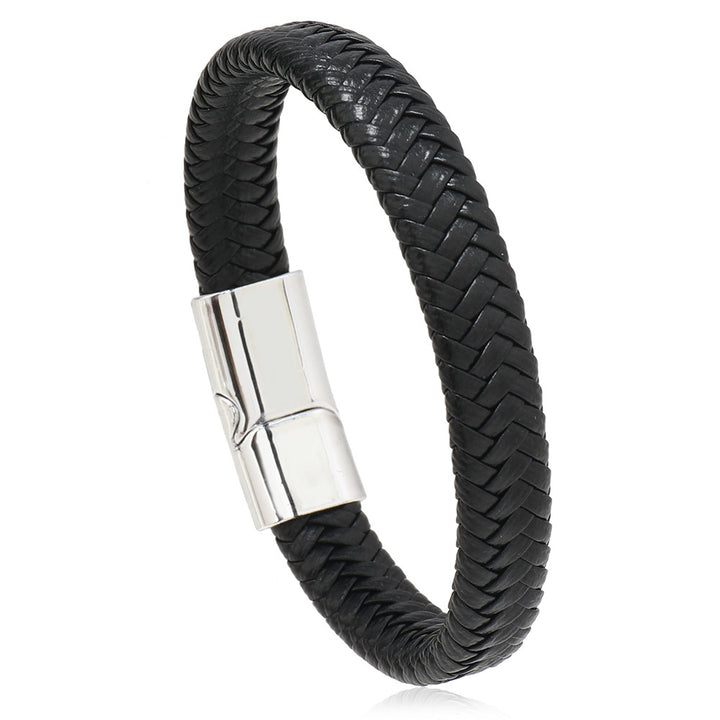 Avrum Black Leather Bracelet