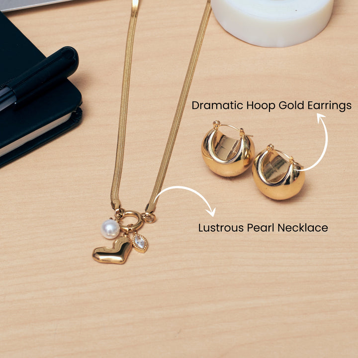 Lustrous Link Necklace and Earrings Set